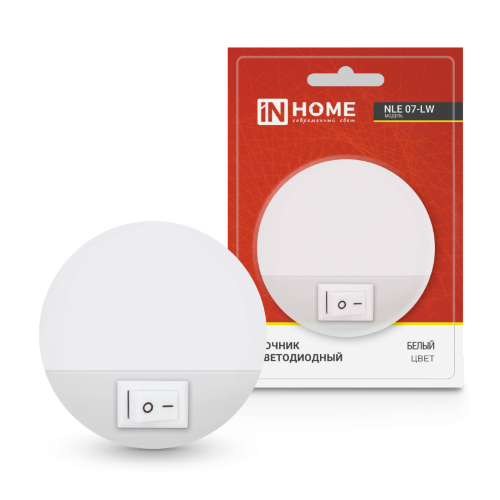 Ночник светодиодный NLE 07-LW белый с выключателем 230В IN HOME - Фото
