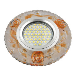 DLS-L150 GU5.3 GLASSY-GOLD Светильник декоративный встраиваемый, серия Luciole, Без лампы, цоколь GU5.3, Доп, светодиодная подсветка 3Вт, Стекло, Зеркальный-светло-коричневый