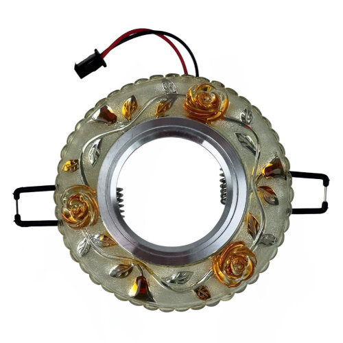 DLS-L150 GU5.3 GLASSY-GOLD Светильник декоративный встраиваемый, серия Luciole, Без лампы, цоколь GU5.3, Доп, светодиодная подсветка 3Вт, Стекло, Зеркальный-светло-коричневый - фото 2