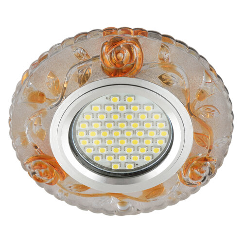 DLS-L150 GU5.3 GLASSY-GOLD Светильник декоративный встраиваемый, серия Luciole, Без лампы, цоколь GU5.3, Доп, светодиодная подсветка 3Вт, Стекло, Зеркальный-светло-коричневый - фото 5
