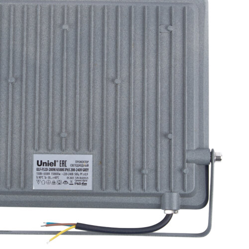 ULF-F52D-200W-6500K IP65 200-240V GREY Прожектор светодиодный, Дневной свет 6500K, Угол 90 градусов, Корпус серый, TM Uniel - фото 4