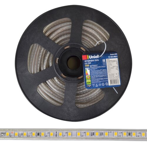 ULS-2835-120LED-m-10mm-IP67-220V-10W-m-50M-6500K Светодиодная гибкая герметичная лента, Бобина 50 м, Дневной белый свет 6500K. - фото 7