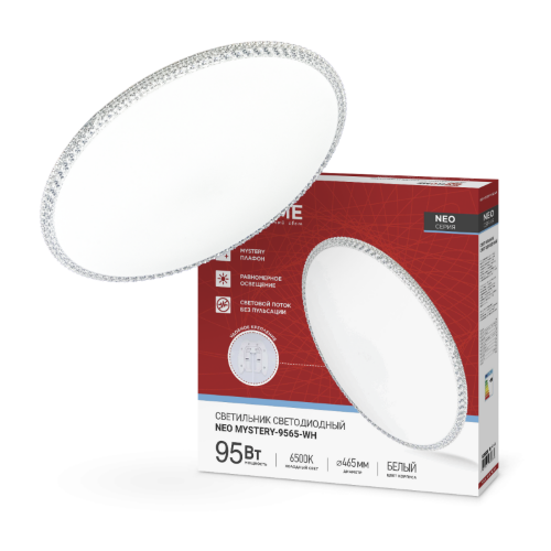 Светильник светодиодный NEO MYSTERY-9565-WH 95Вт 230В 6500K 7600Лм 460x67мм белый IN HOME - Фото