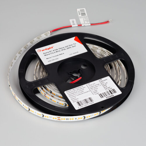 Светодиодная лента RT-А168-10mm 24V Dim-То-Warm (14.4 W/m, IP20, 2835, 5m) (Arlight, Dim-То-Warm) 033606 - фото 2