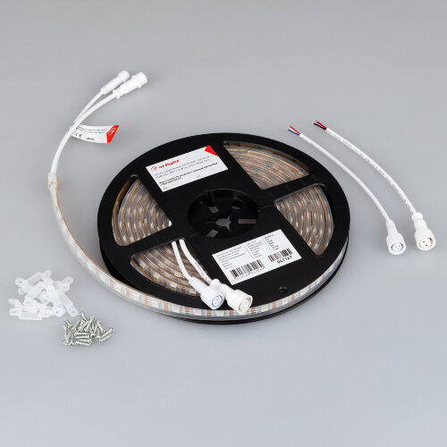 Светодиодная лента герметичная SPI-Р-В60-12mm 5V RGB-РХ1-ВРТ (12 W/m, IP66, 5060, 5m) (Arlight, бегущий огонь) 041167 - фото 4