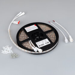 Светодиодная лента герметичная SPI-Р-В60-12mm 5V RGB-РХ1-ВРТ (12 W/m, IP66, 5060, 5m) (Arlight, бегущий огонь) 041167