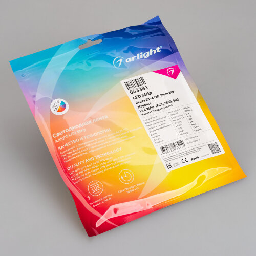 Светодиодная лента RT-A120-8mm 24V Magenta (9.6 W/m, IP20, 2835, 5m) (Arlight) - фото 5