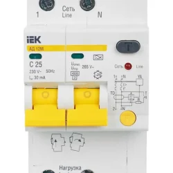 Выключатель автоматический дифференциального тока 2п C 25А 30мА тип A 4.5кА АД-12М KARAT IEK MAD12-2-025-C-030