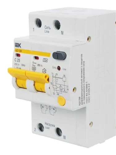 Выключатель автоматический дифференциального тока 2п C 25А 30мА тип A 4.5кА АД-12М KARAT IEK MAD12-2-025-C-030 - фото 8