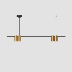 Подвесной светильник ORBIT, IP20, 4xGU10 LED до 15 Вт, черный + сатинированное золото, алюминий, Denkirs DK4061-BK+SG