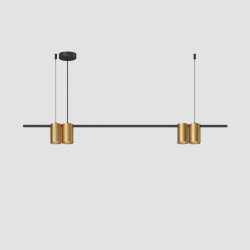 Подвесной светильник ORBIT, IP20, 4xGU10 LED до 15 Вт, черный + сатинированное золото, алюминий, Denkirs DK4061-BK+SG