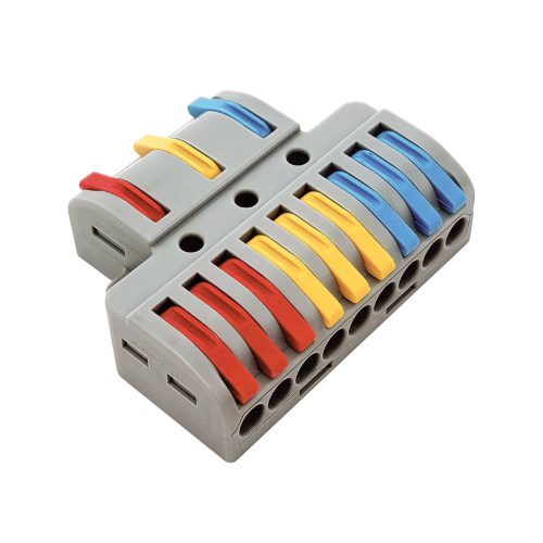 Клемма проходная разветвительная КПР 222-4139 с рычагами 3/9 полюса 0.08-2.5/4мм2 (3шт./уп.) IN HOME - Фото