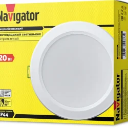 Светильник светодиодный 94 837 NDL-P1-20W-840-WH-LED 20Вт 4000К IP44 1650лм 176-264В (аналог Downlight КЛЛ 2х18) Navigator 94837
