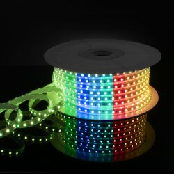 Светодиодная лента 220 В 11 Вт/м 60 Led/м 5050 IP65, RGB, 50 м Лента светодиодная 220V 11W 60Led 5050 IP65 мульти, 50 м