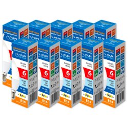 LED-CW37-6W-4000K-E14-FR-DIM-SLS Набор из 10штук Лампа светодиодная, диммируемая, Форма свеча на ветру, матовая, Серия Optima DIM, Белый свет 4000K