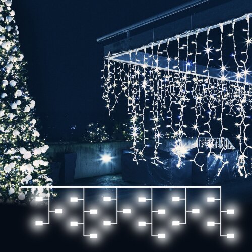 Праздничная гирлянда занавес белый 1,5*1м IP20 - фото 1