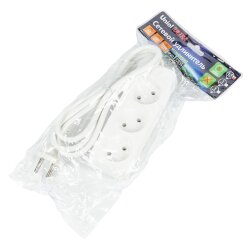 S-CU3-1.5 WHITE Удлинитель серии Ultra, шнур 1.5м., 3 гнезда, 10A, б-з, Белый, TM Uniel