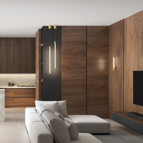 Светильник подвесной AURA, 16 Вт, 3000К, ?42x2300 мм, алюминий+стекло, бронза. Фото 6