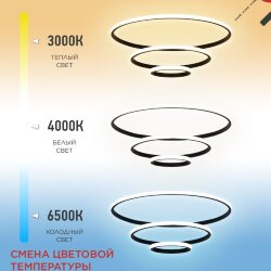 Люстра светодиодная ESTETIKA RING-140RC-3BL 140Вт 230В 3000-6500K 600/400/200 1.2м трос ДУ черный IN HOME