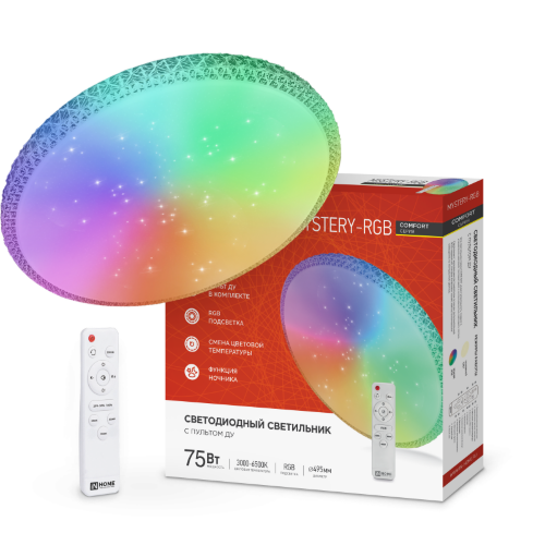 Светильник светодиодный COMFORT MYSTERY-RGB 75Вт 230В 3000-6500K 6000Лм 500x80мм с пультом ДУ IN HOME - Фото 2