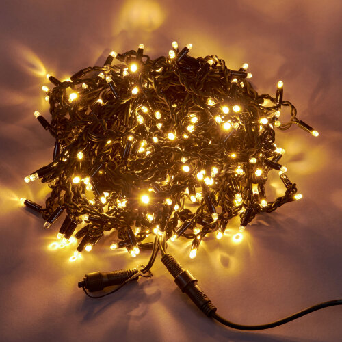 ULD-B5007-300-TBK WARM WHITE IP67 Бахрома светодиодная с эффектом мерцания, 5м, Соединяемая, 300 светодиодов, Теплый белый свет, Провод черный, TM Uniel - фото 1