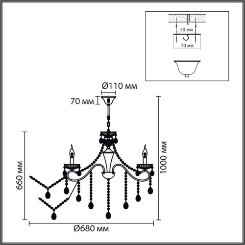 Люстра потолочная «LUMION» 8346/7, серия: LUINA (крепление на крюк). Фото 3.