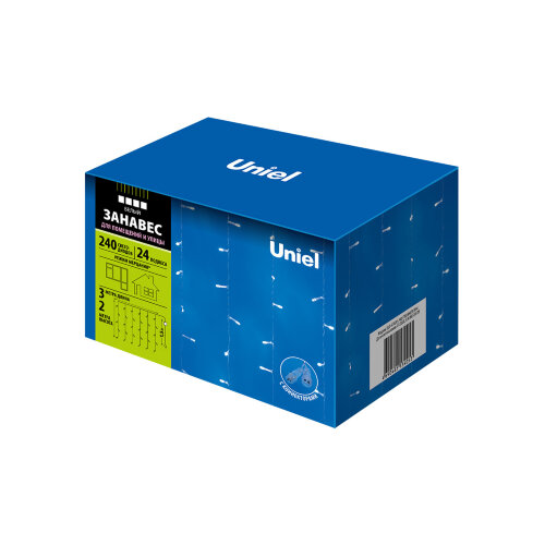 ULD-C3020-240/TTK WHITE IP44 Занавес светодиодный с эффектом мерцания, 3х2м. Соединяемый. 240 светодиодов. Белый свет. Провод прозрачный. TM Uniel - фото