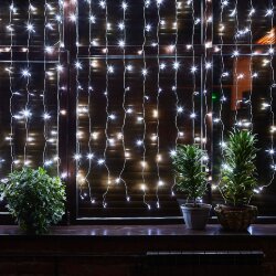 ULD-C3020-240-TTK WHITE IP44 Занавес светодиодный с эффектом мерцания, 3х2м, Соединяемый, 240 светодиодов, Белый свет, Провод прозрачный, TM Uniel