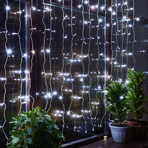 ULD-C3020-240-TTK WHITE IP44 Занавес светодиодный с эффектом мерцания, 3х2м, Соединяемый, 240 светодиодов, Белый свет, Провод прозрачный, TM Uniel - фото 9