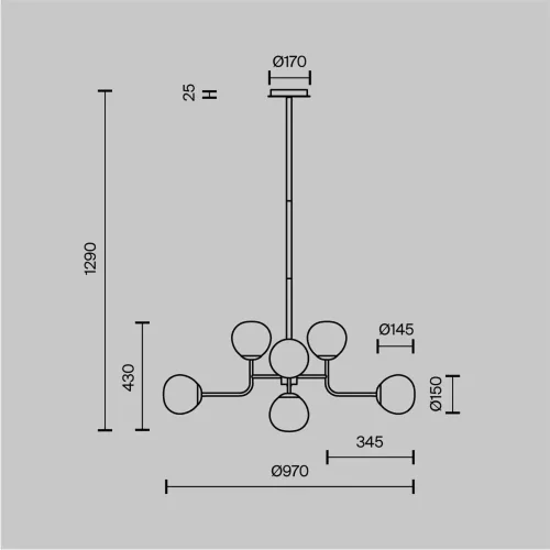 Подвесной светильник Erich E14х8 (Латунь) - фото 2