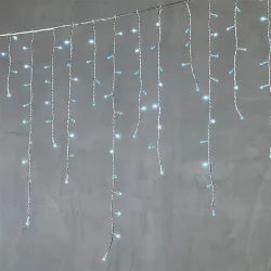 Гирлянда Бахрома 5 x 0,9 м Небесно-Голубая 220В, 348 LED, Провод Прозрачный Силикон, IP65