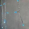 Гирлянда Бахрома 5 x 0,9 м Небесно-Голубая 220В, 348 LED, Провод Прозрачный Силикон, IP65. Фото 3.