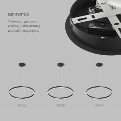 Светильник подвесной RAYDIA, 60 Вт, 3000–4000К, ?800?1500 мм, металл+акрил, черный, свет вверх/вниз, Denkirs DK6273-BK