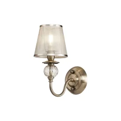 Серия в классическом стиле. Главное украшение светильников Inessa – декоративные элементы арматуры из прозрачного стекла коньячного оттенка. Абажуры выполнены из органзы и обрамлены тесьмой в цвет арматуры, сделанной из металла. Широкая линейка позволит о