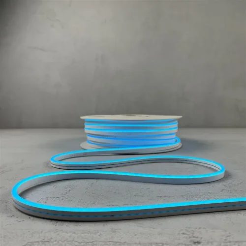 Односторонний Гибкий Неон 6х12мм Небесно-Голубой 12В, IP65. Фото 4.