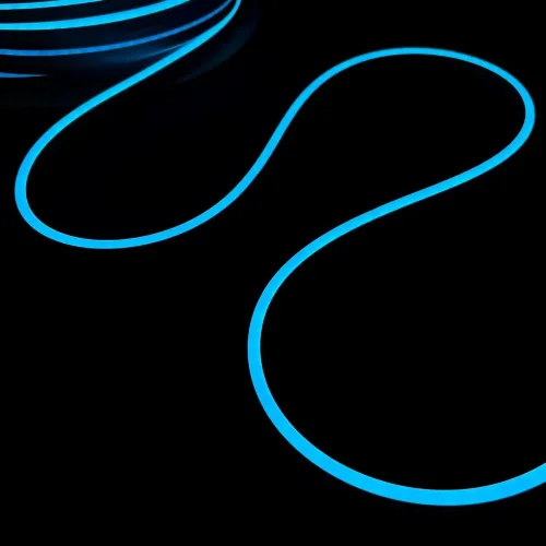 Односторонний Гибкий Неон 6х12мм Небесно-Голубой 12В, IP65. Фото 7.