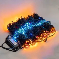 Комплект 5 Разноцветных Нитей по 20м, 1000 LED, Провод Черный Каучук 2,3мм, IP54