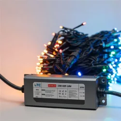 Комплект 5 Разноцветных Нитей по 20м, 1000 LED, Провод Черный Каучук 2,3мм, IP54