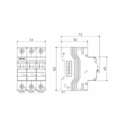 Автоматический выключатель 3P 25 A C 4,5 кА W903P254