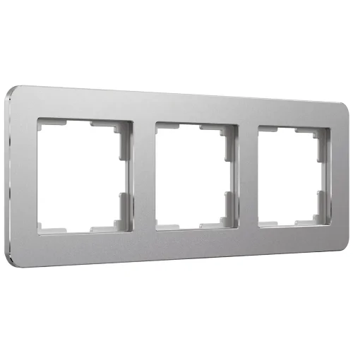 Рамка из металла на 3 поста Platinum алюминий W0032606 - фото