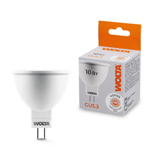 Светодиодная лампа WOLTA 25SMR16-220-10GU5.3 10Вт 4000K GU5.3 - фото 1.