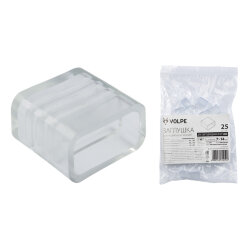 UCW-Q220 K12 CLEAR 025 POLYBAG Изолирующий зажим заглушка для светодиодной ленты 5050, 12-14 мм, цвет прозрачный, 25 штук в пакете
