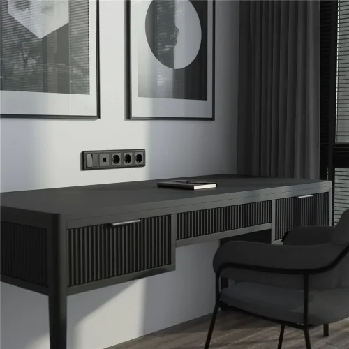 Рамка из поликарбоната на 5 постов Stream графит W0052104 - фото 3