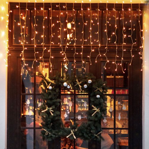 Праздничная гирлянда занавес теплый белый с эффектом мерцания 2*3м IP65 - Фото 2