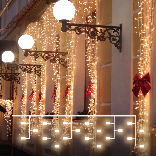 Праздничная гирлянда занавес теплый белый с эффектом мерцания 2*3м IP65 - фото 1