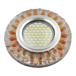 DLS-L151 GU5.3 GLASSY-GOLD Светильник декоративный встраиваемый, серия Luciole, Без лампы, GU5.3, Доп, светодиодная подсветка 3Вт, Стекло, Зеркальный-прозрачный+светло-коричневый