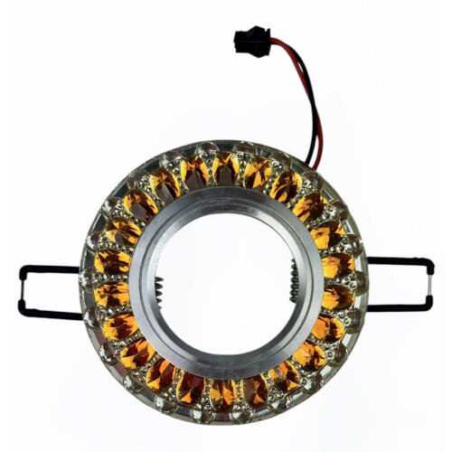 DLS-L151 GU5.3 GLASSY-GOLD Светильник декоративный встраиваемый, серия Luciole, Без лампы, GU5.3, Доп, светодиодная подсветка 3Вт, Стекло, Зеркальный-прозрачный+светло-коричневый - фото 2