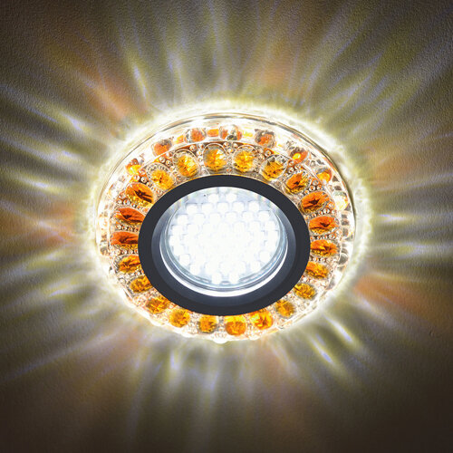 DLS-L151 GU5.3 GLASSY-GOLD Светильник декоративный встраиваемый, серия Luciole, Без лампы, GU5.3, Доп, светодиодная подсветка 3Вт, Стекло, Зеркальный-прозрачный+светло-коричневый - фото 6