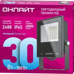 Прожектор светодиодный 71 658 OFL-30-6K-BL-IP65-LED 30Вт 6000К IP65 2400лм черн. ОНЛАЙТ 71658