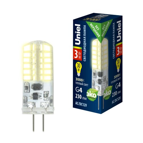 LED-JC-12/3W/3000K/G4/CL SIZ05TR Лампа светодиодная с силиконовым покрытием. Теплый белый свет (3000К) - фото